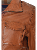 Men's sheepskin leather biker jacket - view 9