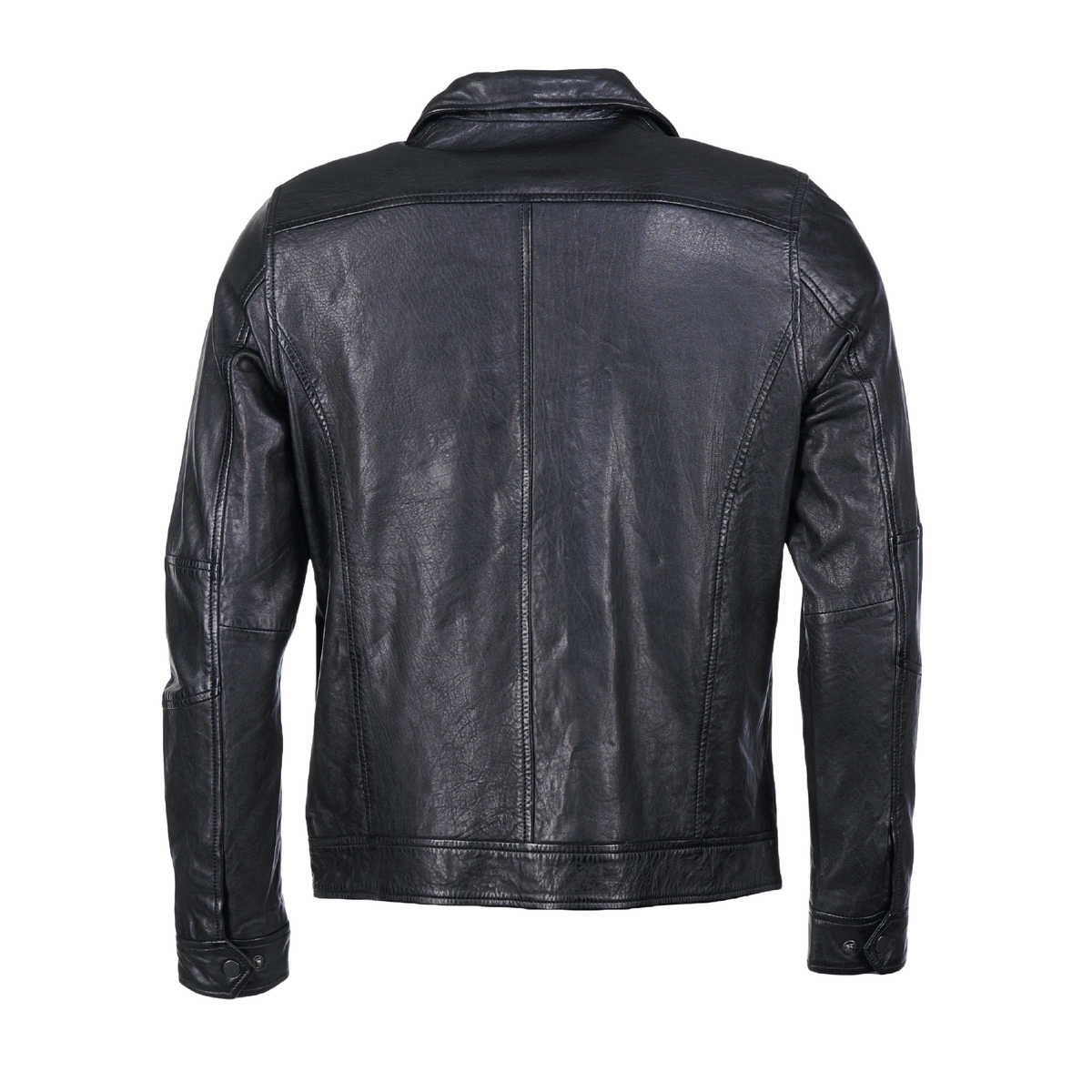 Men's sheepskin leather biker jacket - view 4