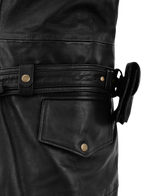 Midnight black leather trench coat - view 6