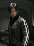 Black stand-collar leather jacket with zipper pockets - view 1