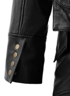 Midnight black leather trench coat - view 7