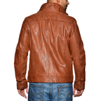 Men's sheepskin leather biker jacket - view 7