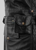 Midnight black leather trench coat - view 9
