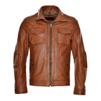 Men's sheepskin leather biker jacket - view 6