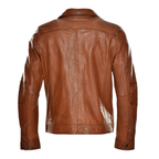 Men's sheepskin leather biker jacket - view 8