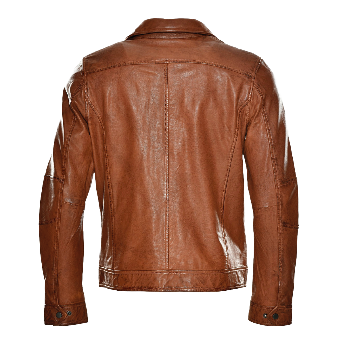 Men's sheepskin leather biker jacket - view 8
