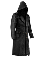 Midnight black leather trench coat - view 4