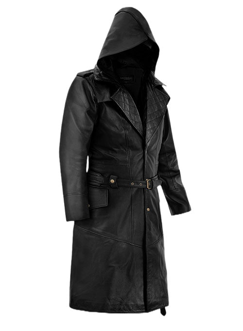 Midnight black leather trench coat - view 4