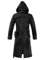 Midnight black leather trench coat - view 3