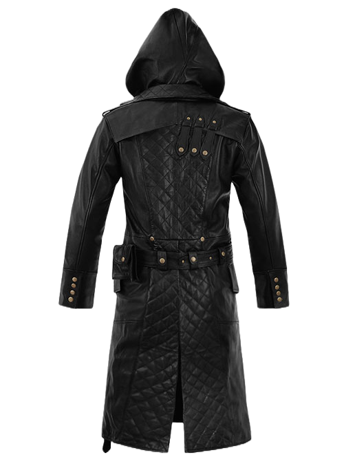 Midnight black leather trench coat - view 3