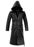 Midnight black leather trench coat - view 2