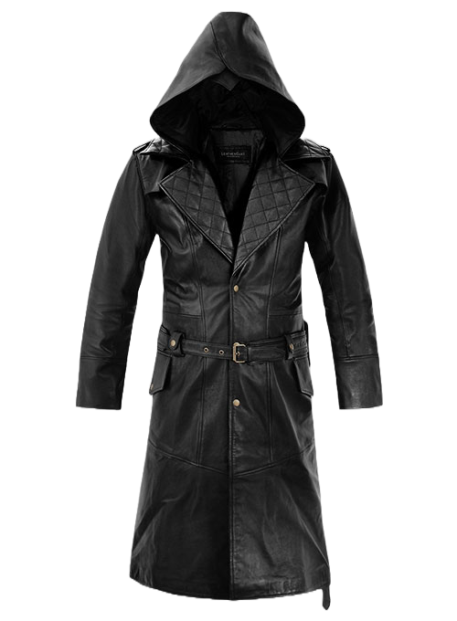 Midnight black leather trench coat - view 2