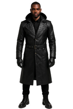 Midnight black leather trench coat - view 1