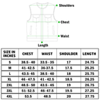 Men's black leather biker vest - size chart