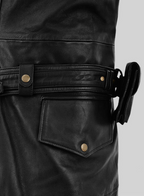 Midnight black leather trench coat - view 5