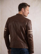 Charlie 2 quilted-shoulder leather jacket - back view