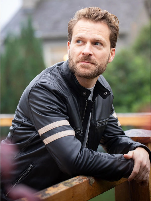 Charlie 2 Quilted-Shoulder Leather Jacket