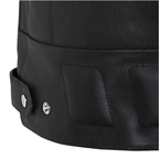Men's black leather biker vest - close-up view 4