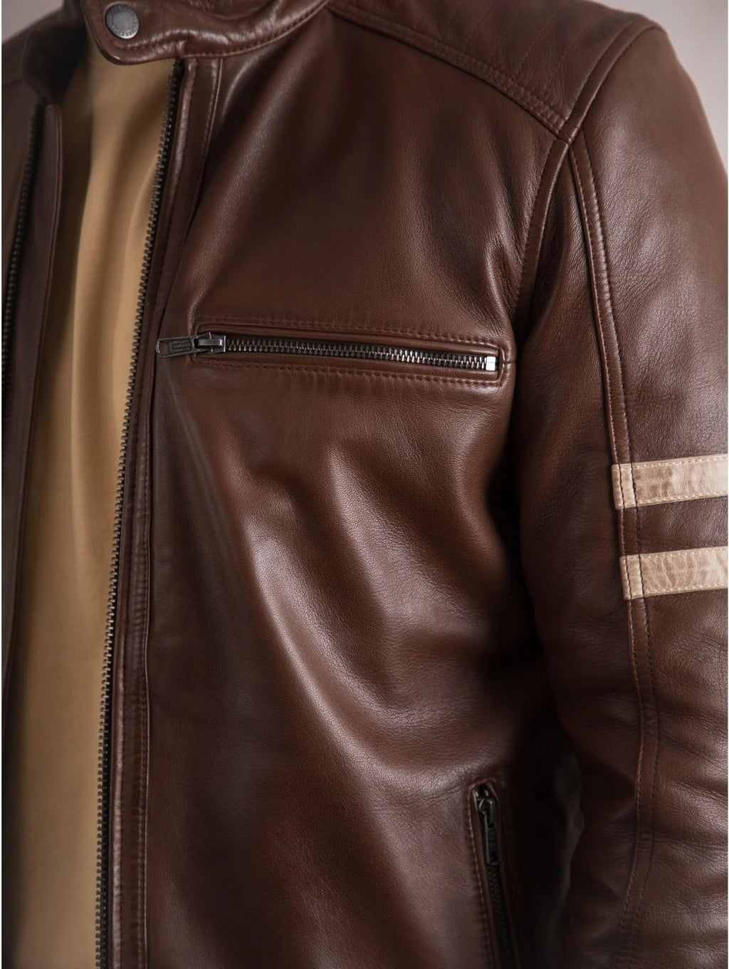Charlie 2 quilted-shoulder leather jacket - close-up