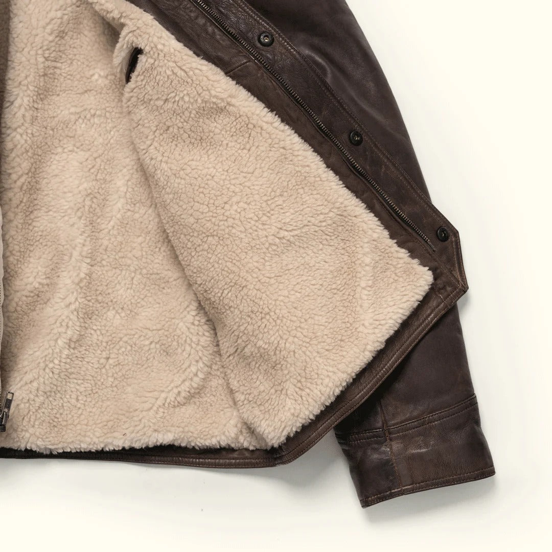 Jackson western leather jacket with shearling collar - view 4