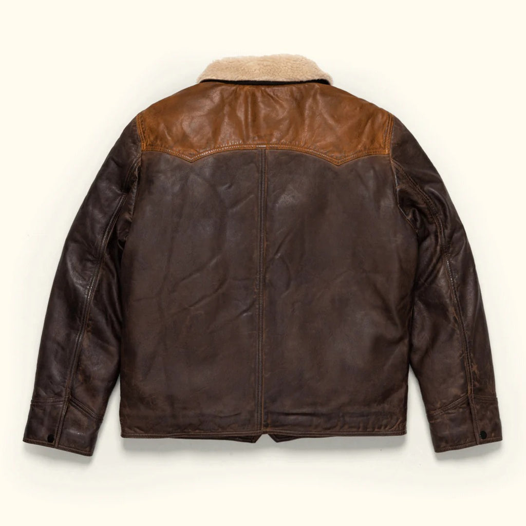 Jackson western leather jacket with shearling collar - view 2