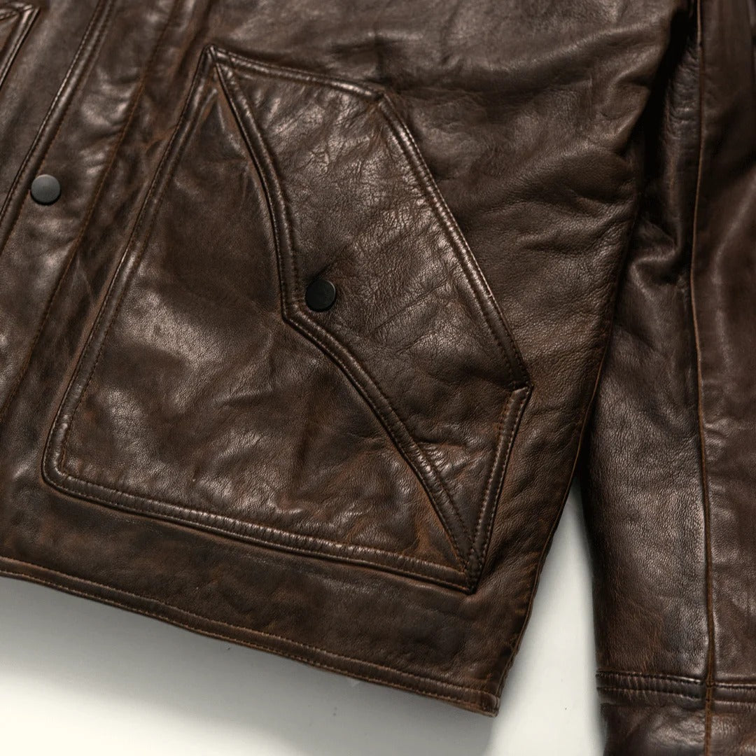 Jackson western leather jacket with shearling collar - view 5